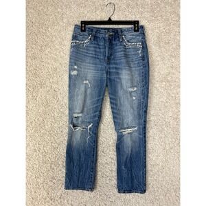 Hollister High Rise Vintage Straight Jeans Womens 27 Denim Rhinestone Bling